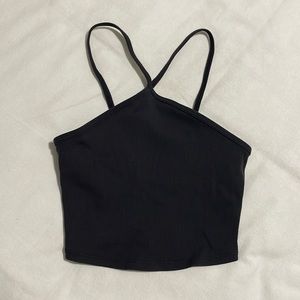 Alo Black Ribbed Crop Top